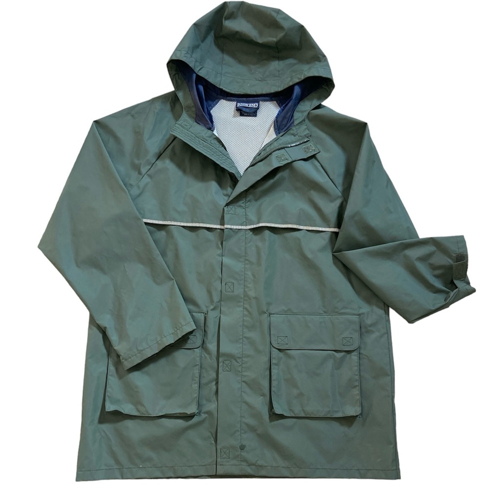 Land's End Kids Hooded PVC Waterproof
Windbreaker Rain Green Jacket XL 18/20